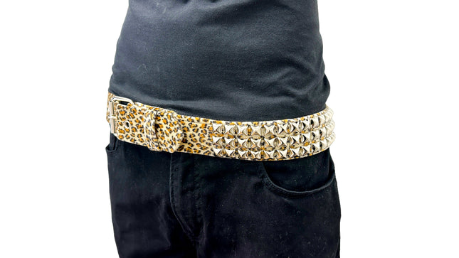 BT104L-JAGUAR  FUZZY LEOPARD STUDDED BELT