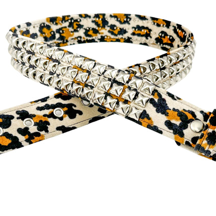 BT104L-LEO  FUZZY LEOPARD STUDDED BELT