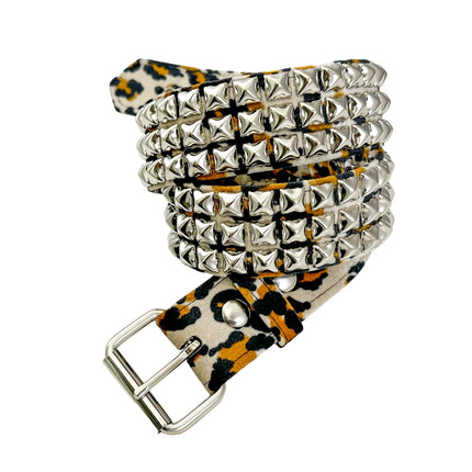 BT104L-LEO  FUZZY LEOPARD STUDDED BELT