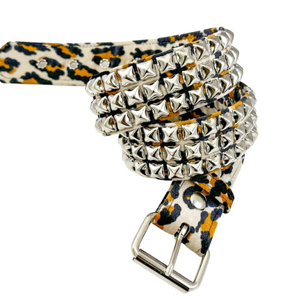 BT104L-LEOPARD FUZZY FABRIC STUDDED BELT