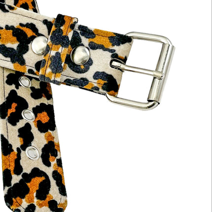 BT114L-LEOPARD FUZZY FABRIC BONDAGE BELT