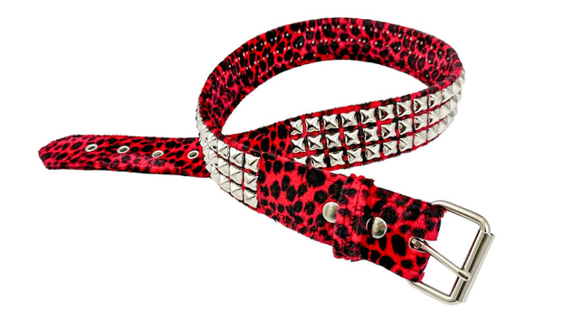 BT104L-LEOPARD FUZZY FABRIC STUDDED BELT