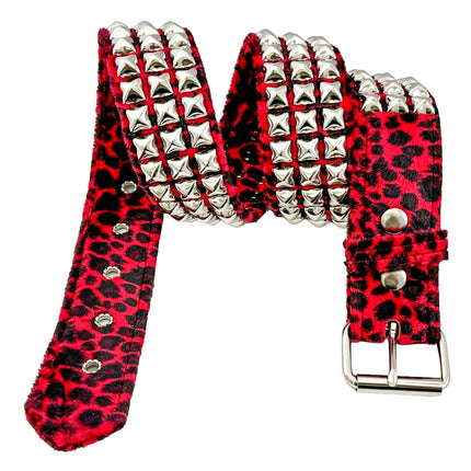 BT104L-LEOPARD FUZZY FABRIC STUDDED BELT