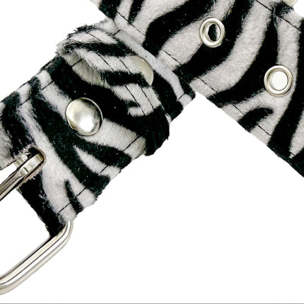 BT100L-LEOPARD 1 3/4"WIDE FUZZY FABRIC BONDED LEATHER BELT