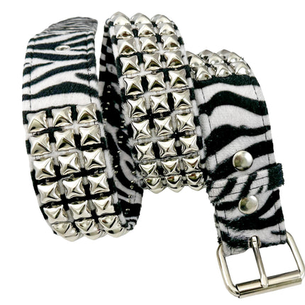 BT104L-LEOPARD FUZZY FABRIC STUDDED BELT