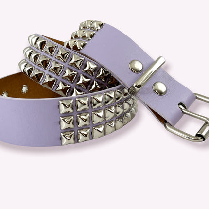 BT104VG  VEGAN LEATHER 3 ROW PYRAMID STUD BELT