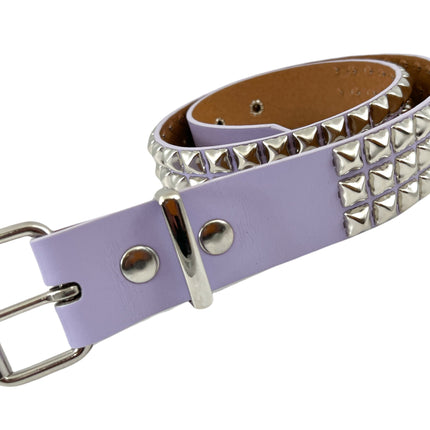BT104VG  VEGAN LEATHER 3 ROW PYRAMID STUD BELT