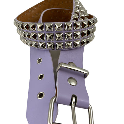 BT104VG  VEGAN LEATHER 3 ROW PYRAMID STUD BELT