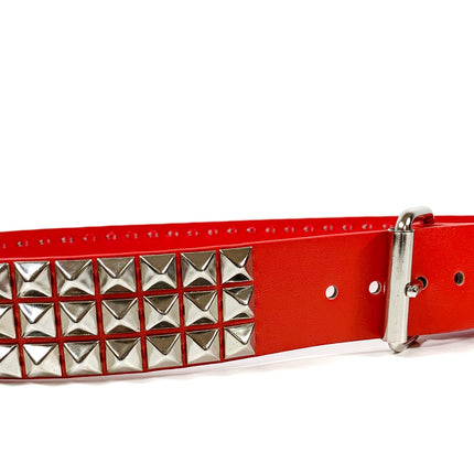 BT104VG  VEGAN LEATHER 3 ROW PYRAMID STUD BELT