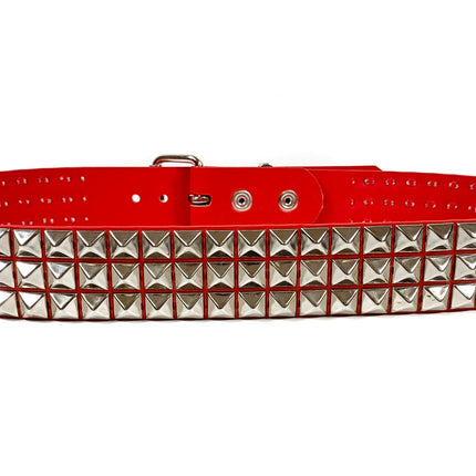 BT104VG  VEGAN LEATHER 3 ROW PYRAMID STUD BELT