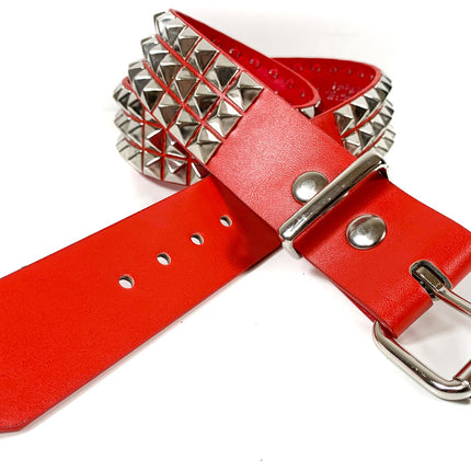 BT104VG  VEGAN LEATHER 3 ROW PYRAMID STUD BELT
