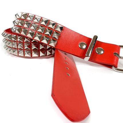 BT104VG  VEGAN LEATHER 3 ROW PYRAMID STUD BELT
