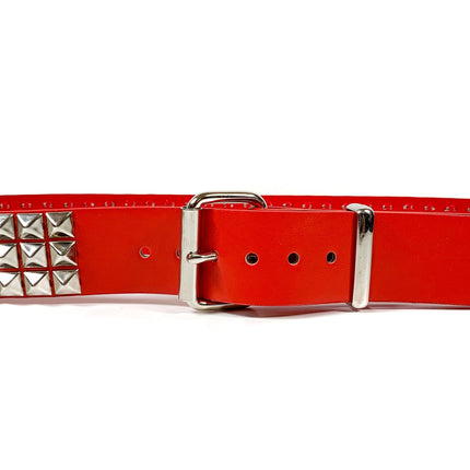 BT104VG  VEGAN LEATHER 3 ROW PYRAMID STUD BELT