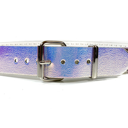 BT104RN-PBL PEBBLED RAINBOW 3 ROW PYRAMID STUDDED  BELT