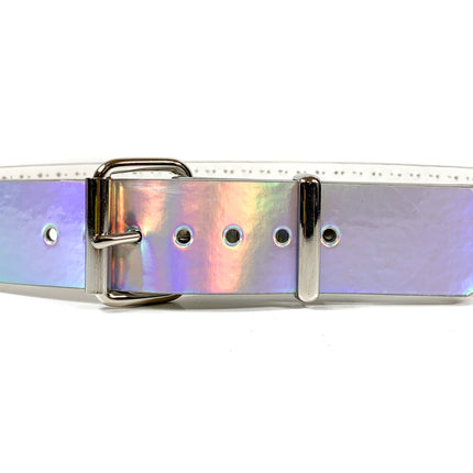BT104RN-SIL  SILVER RAINBOW 3 ROW PYRAMID STUDDED  BELT