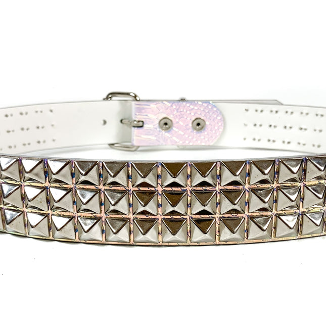 BT104RN-SNK SNAKE RAINBOW 3 ROW PYRAMID STUDDED  BELT