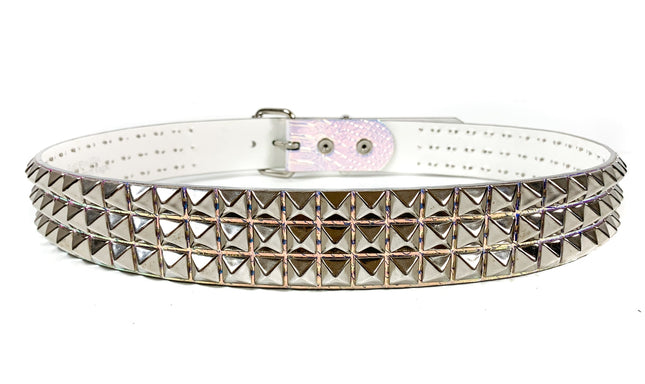 BT104RN-SNK SNAKE RAINBOW 3 ROW PYRAMID STUDDED  BELT