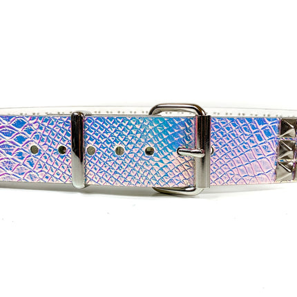 BT104RN-SNK SNAKE RAINBOW 3 ROW PYRAMID STUDDED  BELT