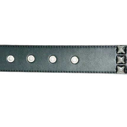 BT104VG-BS  PREMIUM VEGAN LEATHER 3 ROW BLACK STUDDED BELT USA MADE