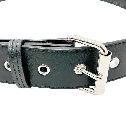 BT104VG-BS  PREMIUM VEGAN LEATHER 3 ROW BLACK STUDDED BELT USA MADE