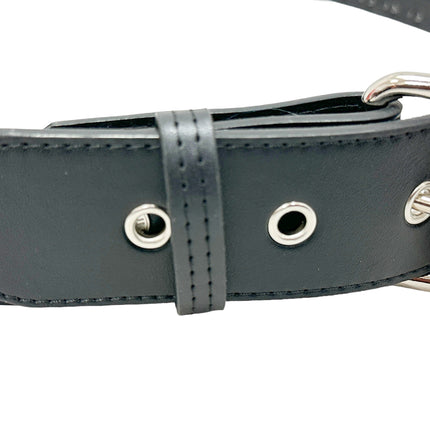 BT104VG-BS  PREMIUM VEGAN LEATHER 3 ROW BLACK STUDDED BELT USA MADE