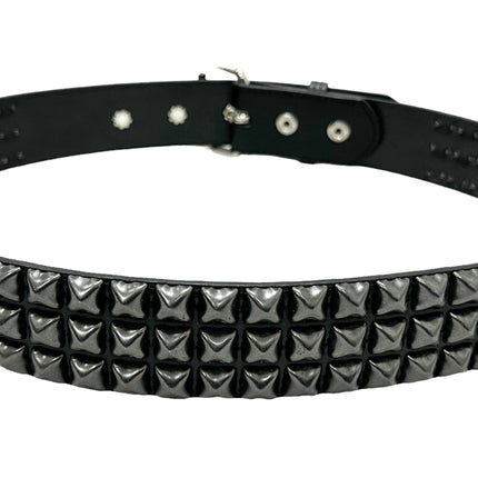BT104VG-BS  PREMIUM VEGAN LEATHER 3 ROW BLACK STUDDED BELT USA MADE
