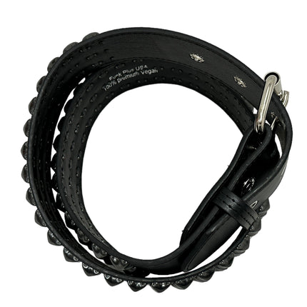 BT104VG-BS  PREMIUM VEGAN LEATHER 3 ROW BLACK STUDDED BELT USA MADE