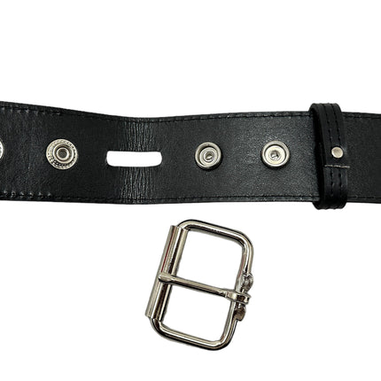 BT104VG-BS  PREMIUM VEGAN LEATHER 3 ROW BLACK STUDDED BELT USA MADE