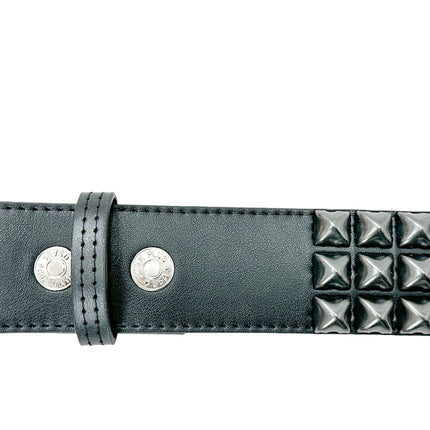 BT104VG-BS  PREMIUM VEGAN LEATHER 3 ROW BLACK STUDDED BELT USA MADE