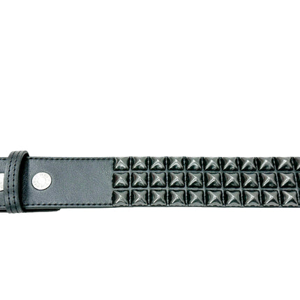 BT104VG-BS  PREMIUM VEGAN LEATHER 3 ROW BLACK STUDDED BELT USA MADE