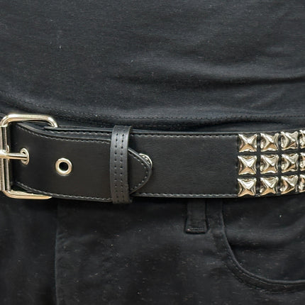 BT104VG  PREMIUM VEGAN LEATHER 3 ROW STUDDED BELT USA MADE
