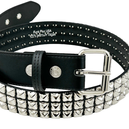 BT104VG  PREMIUM VEGAN LEATHER 3 ROW STUDDED BELT USA MADE