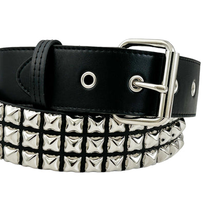 BT104VG  PREMIUM VEGAN LEATHER 3 ROW STUDDED BELT USA MADE