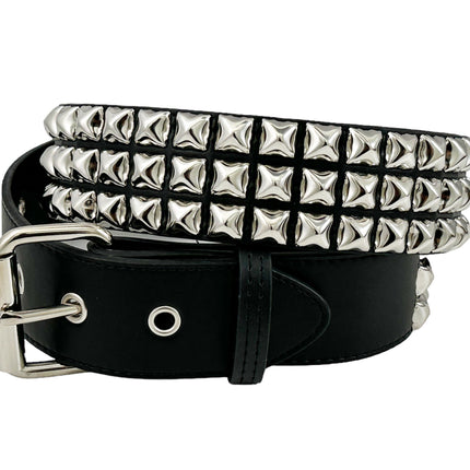 BT104VG  PREMIUM VEGAN LEATHER 3 ROW STUDDED BELT USA MADE