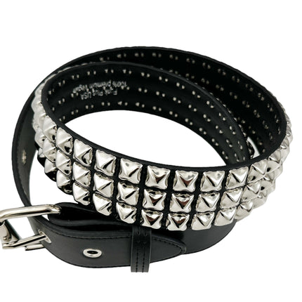 BT104VG  PREMIUM VEGAN LEATHER 3 ROW STUDDED BELT USA MADE