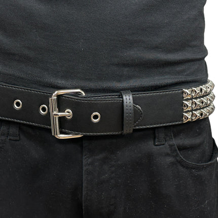 BT104VG  PREMIUM VEGAN LEATHER 3 ROW STUDDED BELT USA MADE