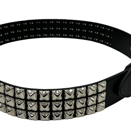 BT104VG  PREMIUM VEGAN LEATHER 3 ROW STUDDED BELT USA MADE