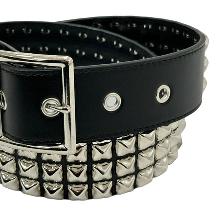 BT104VG  VEGAN LEATHER 3 ROW PYRAMID STUD BELT