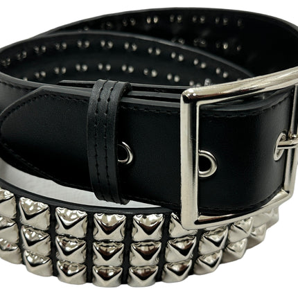 BT104VG  VEGAN LEATHER 3 ROW PYRAMID STUD BELT