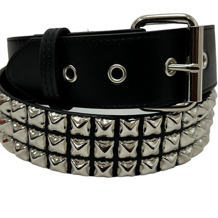 BT104VG  PREMIUM VEGAN LEATHER 3 ROW STUDDED BELT USA MADE