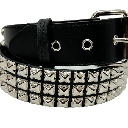 BT104VG  PREMIUM VEGAN LEATHER 3 ROW STUDDED BELT USA MADE