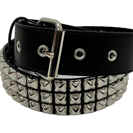 BT104VG  PREMIUM VEGAN LEATHER 3 ROW STUDDED BELT USA MADE