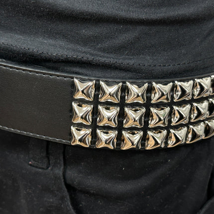 BT104VG  PREMIUM VEGAN LEATHER 3 ROW STUDDED BELT USA MADE