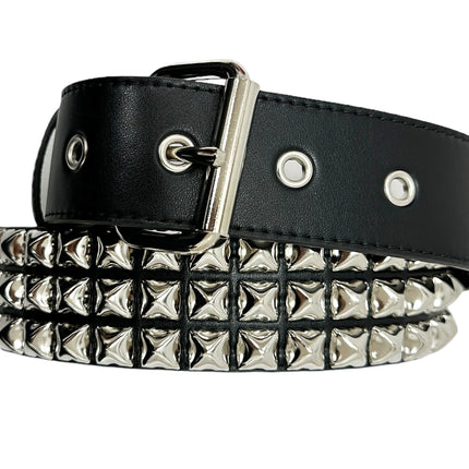 BT104VG  PREMIUM VEGAN LEATHER 3 ROW STUDDED BELT USA MADE