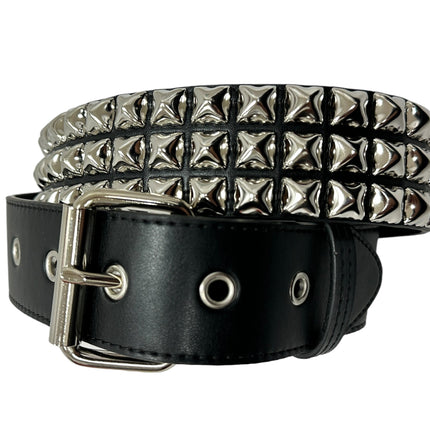BT104VG  PREMIUM VEGAN LEATHER 3 ROW STUDDED BELT USA MADE