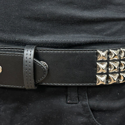 BT104VG  PREMIUM VEGAN LEATHER 3 ROW STUDDED BELT USA MADE