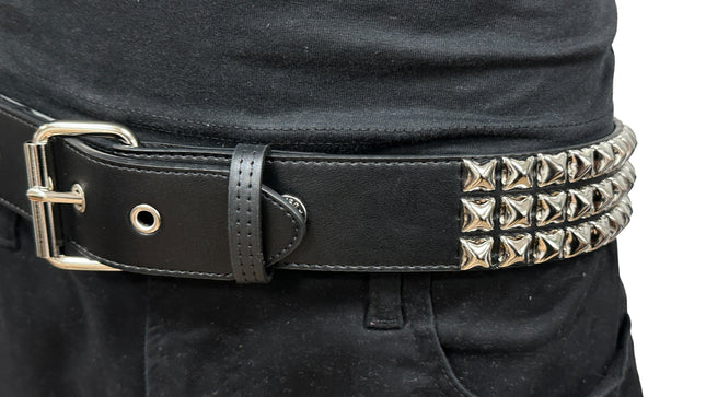 BT104VG  PREMIUM VEGAN LEATHER 3 ROW STUDDED BELT USA MADE
