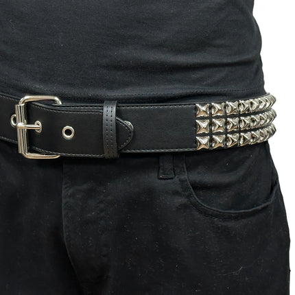 BT104VG  PREMIUM VEGAN LEATHER 3 ROW STUDDED BELT USA MADE