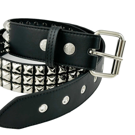 BT104VG  PREMIUM VEGAN LEATHER 3 ROW STUDDED BELT USA MADE
