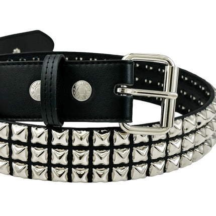 BT104VG  PREMIUM VEGAN LEATHER 3 ROW STUDDED BELT USA MADE